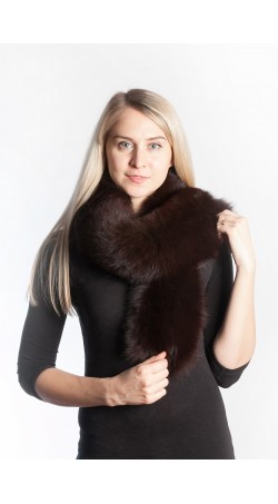 Peken dark brown fox fur scarf